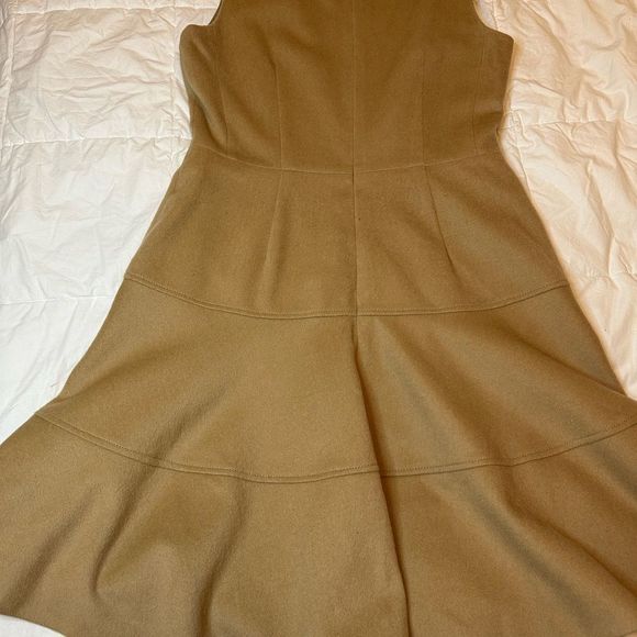 Hobbs London women's dress size 12 drop waist a line 100% wool camel brown color - Picture 8 of 15